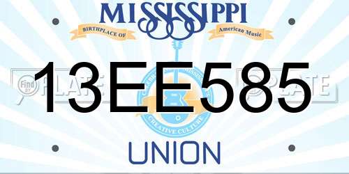 13EE585 Mississippi License Plate