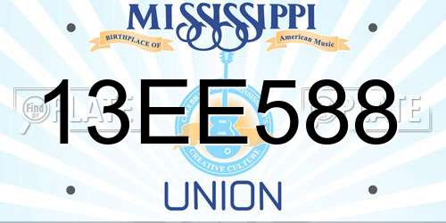 13EE588 Mississippi License Plate