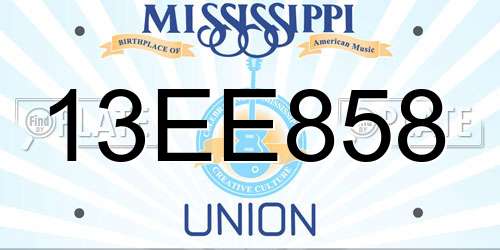 13EE858 Mississippi License Plate