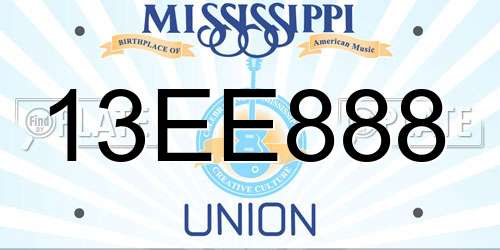 13EE888 Mississippi License Plate