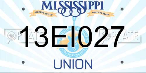 13EI027 Mississippi License Plate