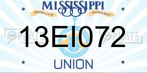13EI072 Mississippi License Plate