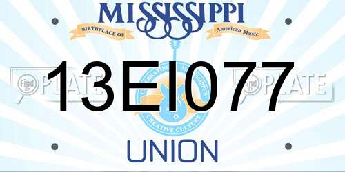 13EI077 Mississippi License Plate