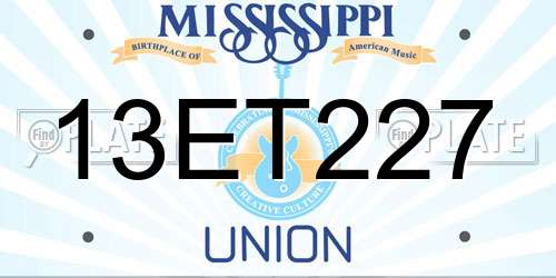 13ET227 Mississippi License Plate