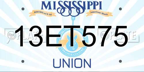 13ET575 Mississippi License Plate