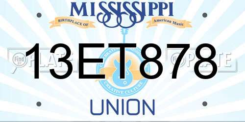 13ET878 Mississippi License Plate