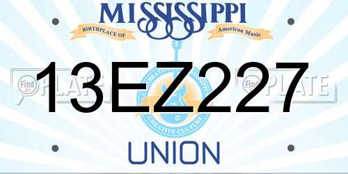 13EZ227 Mississippi License Plate