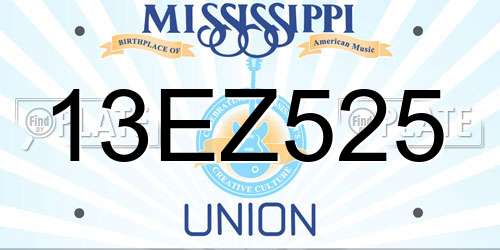 13EZ525 Mississippi License Plate