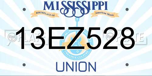 13EZ528 Mississippi License Plate