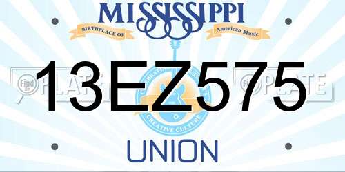 13EZ575 Mississippi License Plate