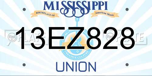 13EZ828 Mississippi License Plate