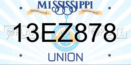 13EZ878 Mississippi License Plate