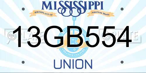 13GB554 Mississippi License Plate