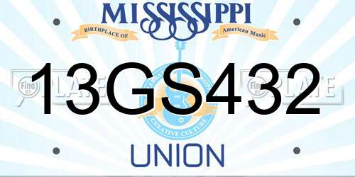 13GS432 Mississippi License Plate