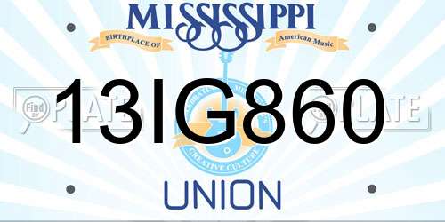 13IG860 Mississippi License Plate