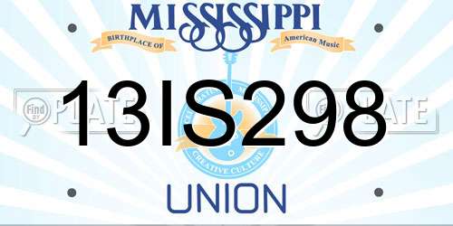 13IS298 Mississippi License Plate