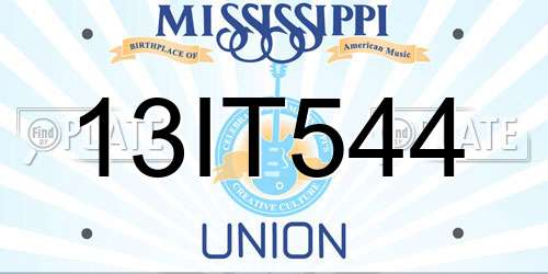 13IT544 Mississippi License Plate