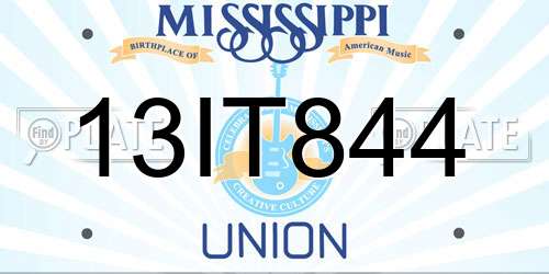 13IT844 Mississippi License Plate