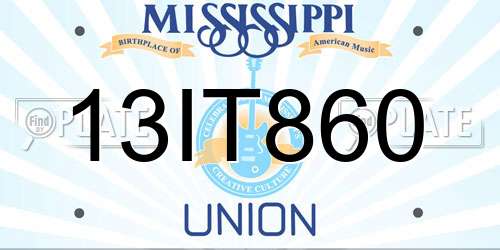13IT860 Mississippi License Plate