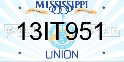 13IT951 Mississippi License Plate
