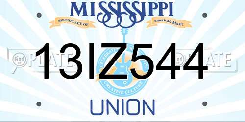 13IZ544 Mississippi License Plate