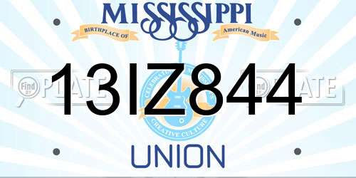 13IZ844 Mississippi License Plate