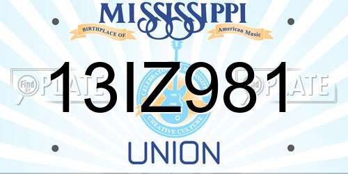 13IZ981 Mississippi License Plate