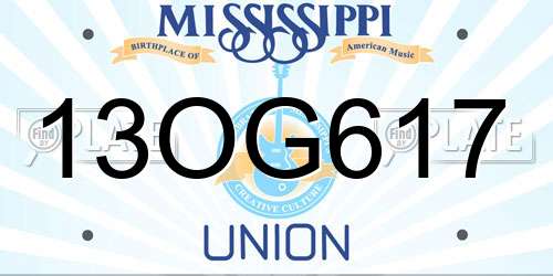 13OG617 Mississippi License Plate