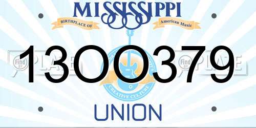 13OO379 Mississippi License Plate