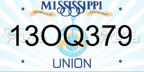 13OQ379 Mississippi License Plate