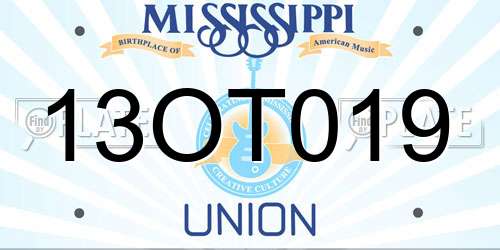 13OT019 Mississippi License Plate