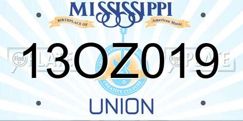 13OZ019 Mississippi License Plate