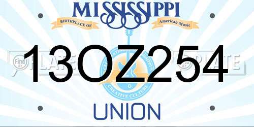 13OZ254 Mississippi License Plate