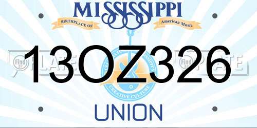 13OZ326 Mississippi License Plate