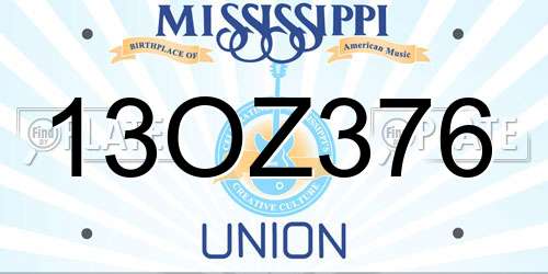 13OZ376 Mississippi License Plate