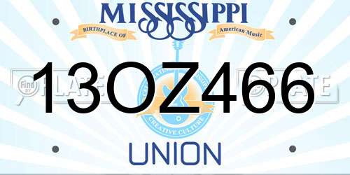 13OZ466 Mississippi License Plate