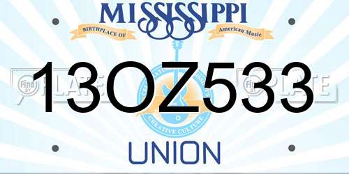 13OZ533 Mississippi License Plate