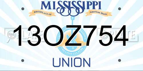 13OZ754 Mississippi License Plate