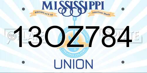 13OZ784 Mississippi License Plate