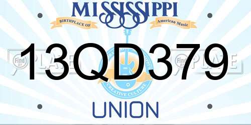 13QD379 Mississippi License Plate