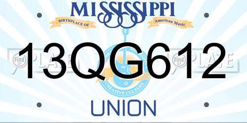 13QG612 Mississippi License Plate