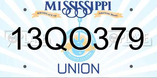 13QO379 Mississippi License Plate