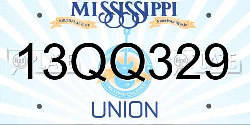 13QQ329 Mississippi License Plate