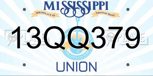 13QQ379 Mississippi License Plate
