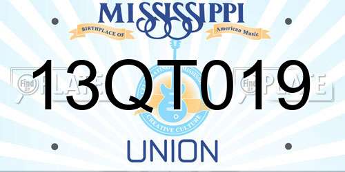 13QT019 Mississippi License Plate