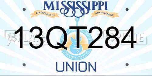 13QT284 Mississippi License Plate