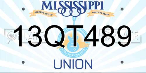 13QT489 Mississippi License Plate