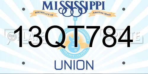 13QT784 Mississippi License Plate