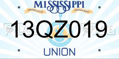 13QZ019 Mississippi License Plate