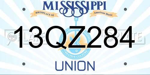 13QZ284 Mississippi License Plate